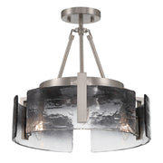 Golden Lighting Aenon 16in 3-Light Semi-Flush Mount | Rustic Pewter and Smoky Water Glass | Entryway & Foyer | Model 3164-3SF PW-SWG