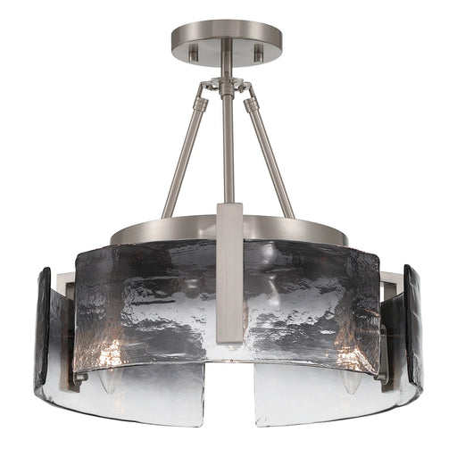 Golden Lighting Aenon 16in 3-Light Semi-Flush Mount | Rustic Pewter and Smoky Water Glass | Entryway & Foyer | Model 3164-3SF PW-SWG