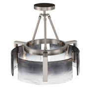 Golden Lighting Aenon 16in 3-Light Semi-Flush Mount | Rustic Pewter and Smoky Water Glass | Entryway & Foyer | Model 3164-3SF PW-SWG