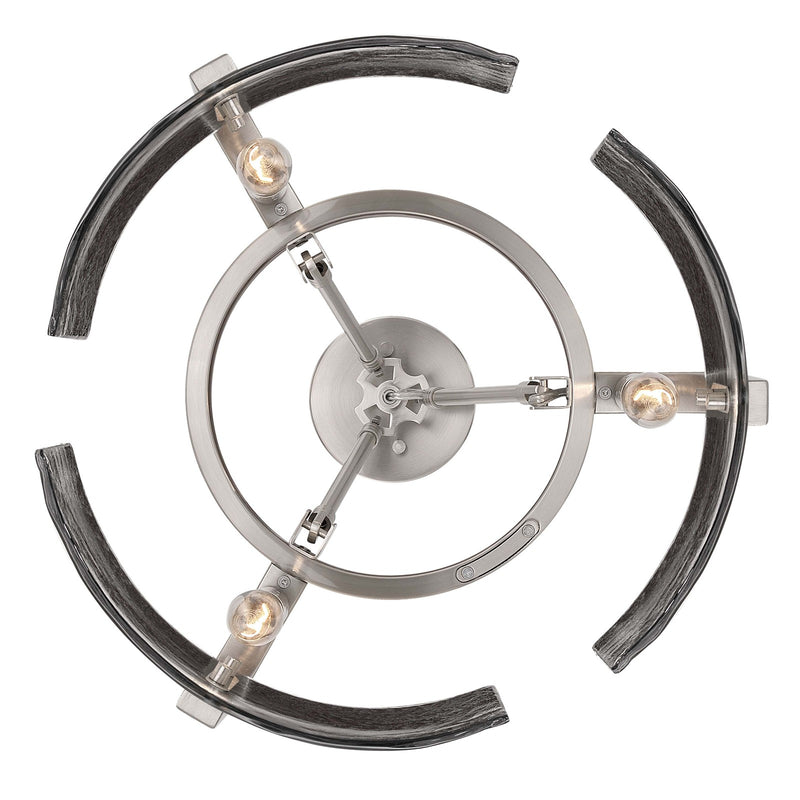 Golden Lighting Aenon 16in 3-Light Semi-Flush Mount | Rustic Pewter and Smoky Water Glass | Entryway & Foyer | Model 3164-3SF PW-SWG