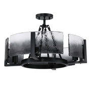Golden Lighting Aenon 22in 4-Light Semi-Flush Mount | Rustic Matte Black and Smoky Water Glass | Entryway & Kitchen | Model 3164-4SF BLK-SWG