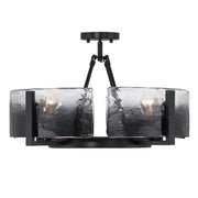 Golden Lighting Aenon 22in 4-Light Semi-Flush Mount | Rustic Matte Black and Smoky Water Glass | Entryway & Kitchen | Model 3164-4SF BLK-SWG