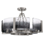 Golden Lighting Aenon 22in 4-Light Semi-Flush Mount | Rustic Pewter and Smoky Water Glass | Dining Room & Foyer | Model 3164-4SF PW-SWG