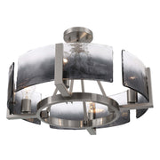 Golden Lighting Aenon 22in 4-Light Semi-Flush Mount | Rustic Pewter and Smoky Water Glass | Dining Room & Foyer | Model 3164-4SF PW-SWG