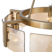 Golden Lighting Aenon 28in 6-Light Chandelier | Rustic Brushed Champagne Brass and Amber Water Glass | Dining Room & Foyer | Model 3164-6 BCB-AWG