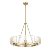 Golden Lighting Aenon 28in 6-Light Chandelier | Rustic Brushed Champagne Brass and Hammered Water Glass | Dining Room & Foyer | Model 3164-6 BCB-HWG