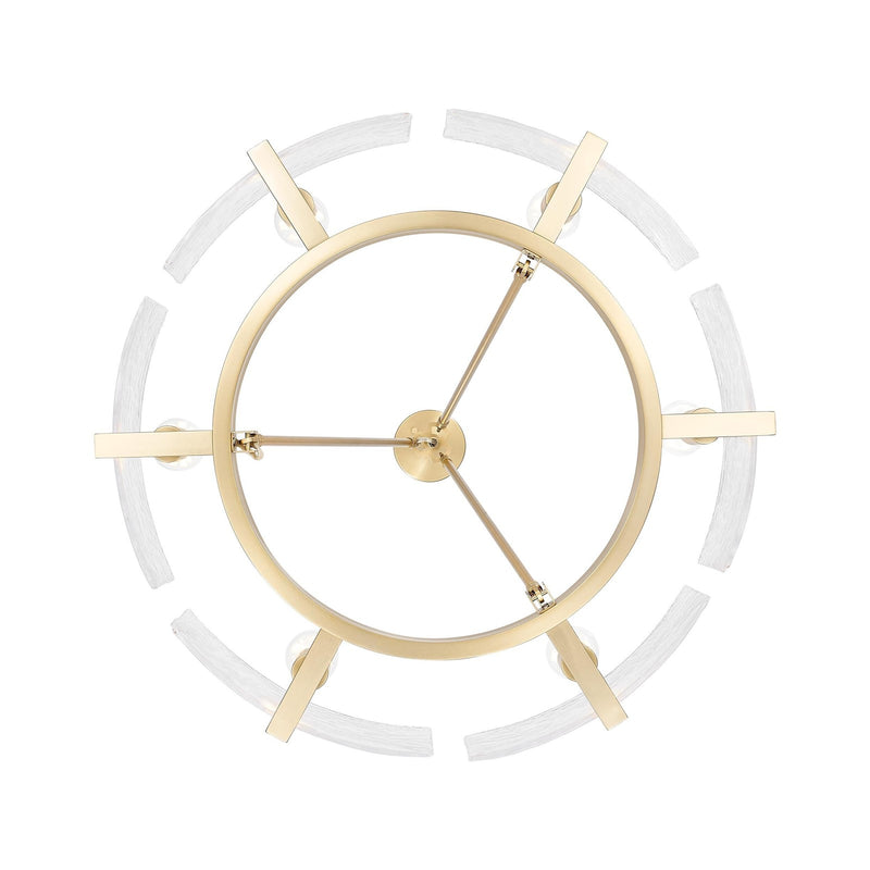 Golden Lighting Aenon 28in 6-Light Chandelier | Rustic Brushed Champagne Brass and Hammered Water Glass | Dining Room & Foyer | Model 3164-6 BCB-HWG