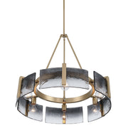 Golden Lighting Aenon 28in 6-Light Chandelier | Rustic Brushed Champagne Brass and Smoky Water Glass | Dining Room & Foyer | Model 3164-6 BCB-SWG
