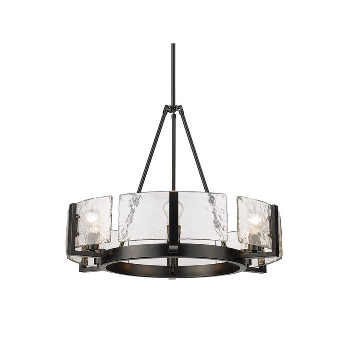 Golden Aenon 6-Lt Chandelier, Matte Black/Hammered Water Glass