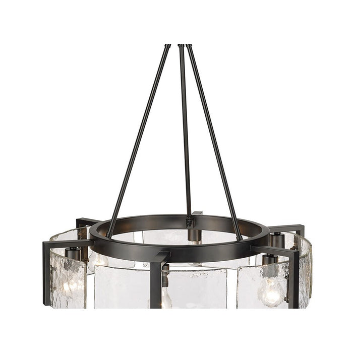 Golden Aenon 6-Lt Chandelier, Matte Black/Hammered Water Glass