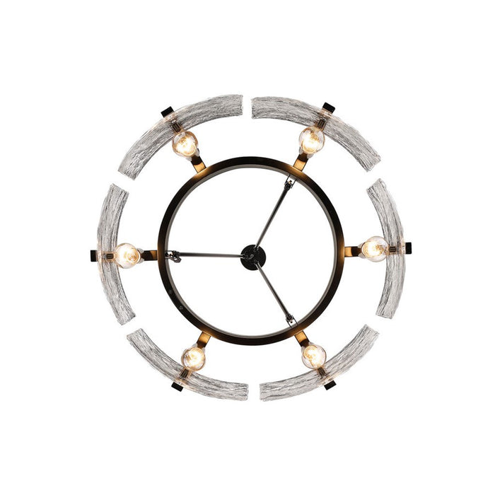 Golden Aenon 6-Lt Chandelier, Matte Black/Hammered Water Glass