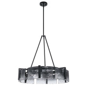 Golden Lighting Aenon 28in 6-Light Chandelier | Rustic Matte Black and Smoky Water Glass | Dining Room & Foyer | Model 3164-6 BLK-SWG