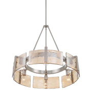 Golden Lighting Aenon 27.75in 6-Light Chandelier | Rustic Pewter and Amber Water Glass | Dining Room & Foyer | Model 3164-6 PW-AWG