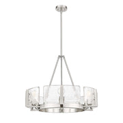 Golden Lighting Aenon 28in 6-Light Chandelier | Rustic Pewter and Clear Hammered Water Glass | Dining Room & Foyer | Model 3164-6 PW-HWG