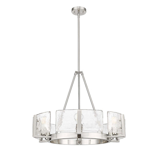 Golden Lighting Aenon 28in 6-Light Chandelier | Rustic Pewter and Clear Hammered Water Glass | Dining Room & Foyer | Model 3164-6 PW-HWG