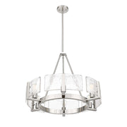 Golden Lighting Aenon 28in 6-Light Chandelier | Rustic Pewter and Clear Hammered Water Glass | Dining Room & Foyer | Model 3164-6 PW-HWG