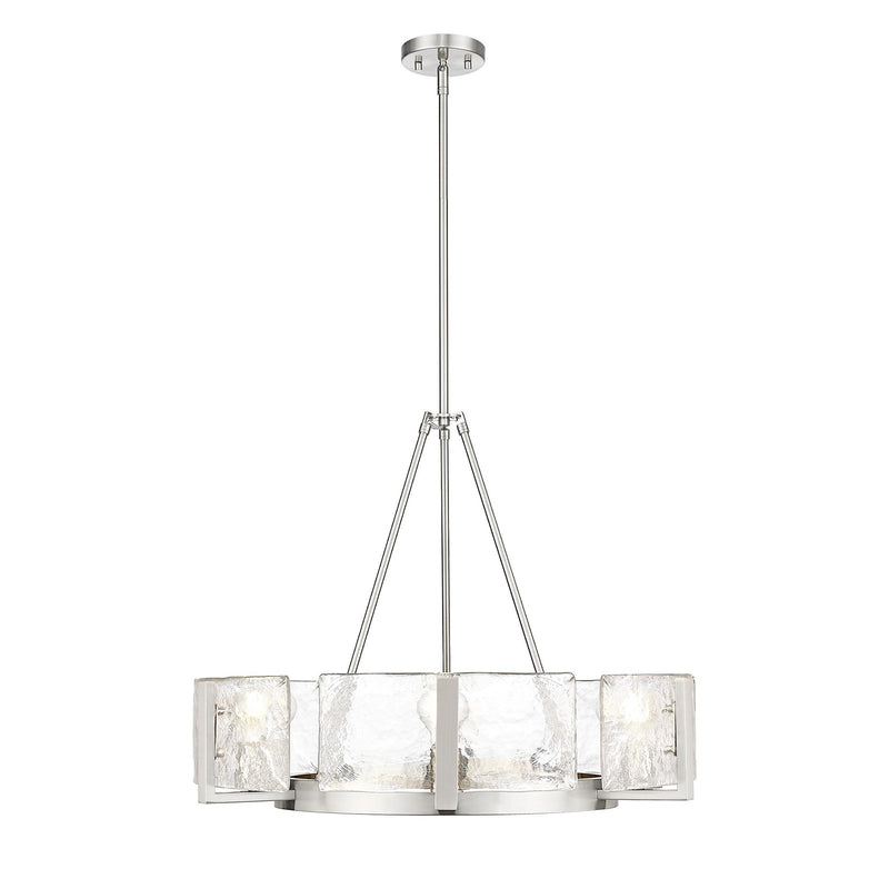 Golden Lighting Aenon 28in 6-Light Chandelier | Rustic Pewter and Clear Hammered Water Glass | Dining Room & Foyer | Model 3164-6 PW-HWG
