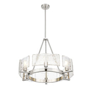 Golden Lighting Aenon 28in 6-Light Chandelier | Rustic Pewter and Clear Hammered Water Glass | Dining Room & Foyer | Model 3164-6 PW-HWG