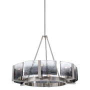 Golden Lighting Aenon 27.75in 6-Light Chandelier | Rustic Pewter and Smoky Water Glass | Dining Room & Foyer | Model 3164-6 PW-SWG