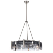 Golden Lighting Aenon 27.75in 6-Light Chandelier | Rustic Pewter and Smoky Water Glass | Dining Room & Foyer | Model 3164-6 PW-SWG