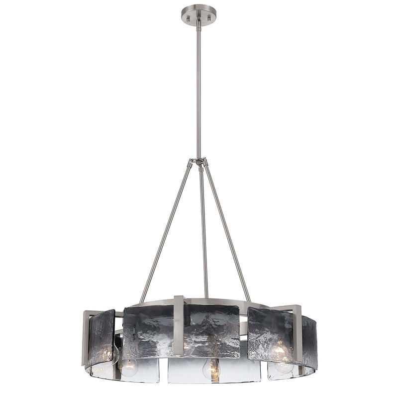 Golden Lighting Aenon 27.75in 6-Light Chandelier | Rustic Pewter and Smoky Water Glass | Dining Room & Foyer | Model 3164-6 PW-SWG