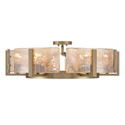 Golden Lighting Aenon 6-Light Semi-Flush Mount | Rustic Brushed Champagne Brass and Amber Water Glass | Foyer & Dining Room | Model 3164-6SF BCB-AWG