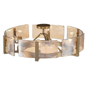 Golden Lighting Aenon 6-Light Semi-Flush Mount | Rustic Brushed Champagne Brass and Amber Water Glass | Foyer & Dining Room | Model 3164-6SF BCB-AWG