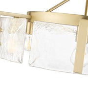 Golden Lighting Aenon 28in 6-Light Semi-Flush Mount | Rustic Brushed Champagne Brass and Hammered Water Glass | Entryway | Model 3164-6SF BCB-HWG