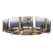 Golden Lighting Aenon 28in 6-Light Semi-Flush Mount | Rustic Brushed Champagne Brass and Smoky Water Glass | Entryway | Model 3164-6SF BCB-SWG