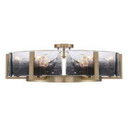 Golden Lighting Aenon 28in 6-Light Semi-Flush Mount | Rustic Brushed Champagne Brass and Smoky Water Glass | Entryway | Model 3164-6SF BCB-SWG