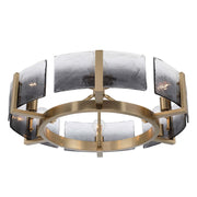 Golden Lighting Aenon 28in 6-Light Semi-Flush Mount | Rustic Brushed Champagne Brass and Smoky Water Glass | Entryway | Model 3164-6SF BCB-SWG