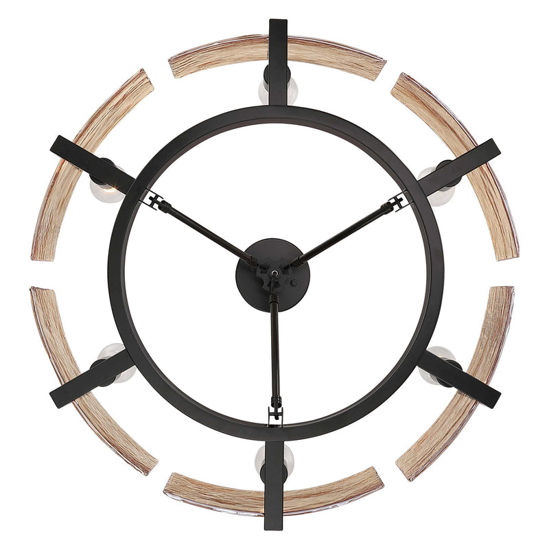 Golden Lighting Aenon 27.75in 6-Light Semi-Flush Mount | Rustic Matte Black and Amber Water Glass | Entryway & Dining Room | Model 3164-6SF BLK-AWG