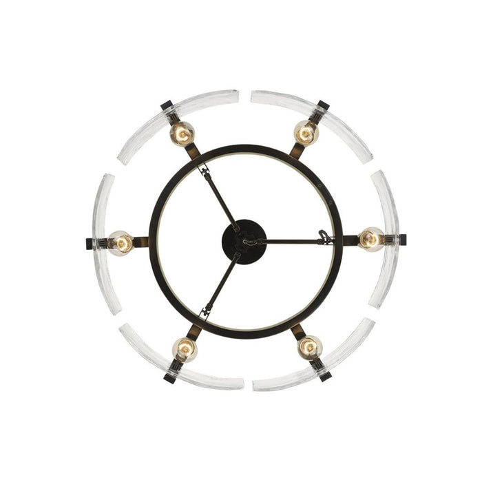 Golden Aenon 6-Lt Semi-Flush, Matte Black/Hammered Water Glass