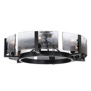 Golden Lighting Aenon 27in 6-Light Semi-Flush Mount | Rustic Matte Black and Smoky Water Glass | Entryway & Foyer | Model 3164-6SF BLK-SWG