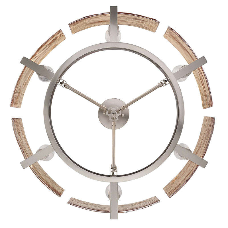 Golden Lighting Aenon 27in 6-Light Semi-Flush Mount | Rustic Pewter and Amber Water Glass | Entryway & Kitchen | Model 3164-6SF PW-AWG