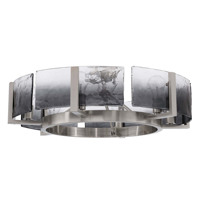 Golden Lighting Aenon 27.75in 6-Light Semi-Flush Mount | Rustic Pewter and Smoky Water Glass | Foyer & Dining Room | Model 3164-6SF PW-SWG