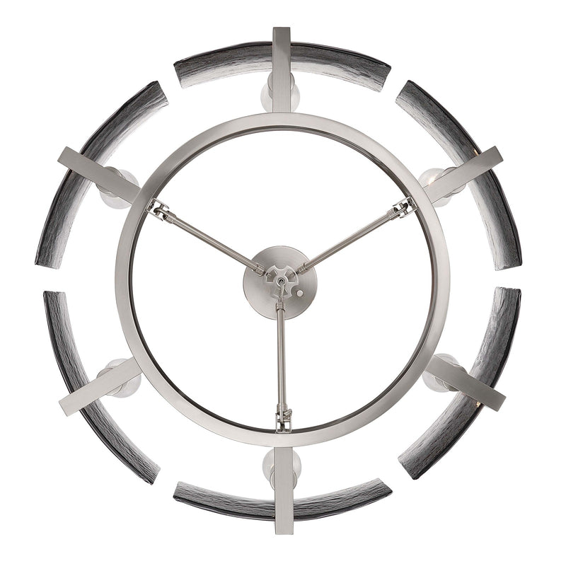 Golden Lighting Aenon 27.75in 6-Light Semi-Flush Mount | Rustic Pewter and Smoky Water Glass | Foyer & Dining Room | Model 3164-6SF PW-SWG