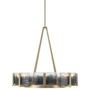 Golden Lighting Aenon 32in 8-Light Chandelier | Rustic Brushed Champagne Brass and Smoky Water Glass | Dining Room & Foyer | Model 3164-8 BCB-SWG