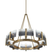 Golden Lighting Aenon 32in 8-Light Chandelier | Rustic Brushed Champagne Brass and Smoky Water Glass | Dining Room & Foyer | Model 3164-8 BCB-SWG