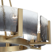 Golden Lighting Aenon 32in 8-Light Chandelier | Rustic Brushed Champagne Brass and Smoky Water Glass | Dining Room & Foyer | Model 3164-8 BCB-SWG