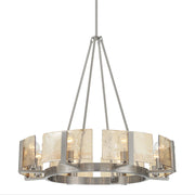 Golden Lighting Aenon 32in 8-Light Chandelier | Rustic Pewter and Amber Water Glass | Dining Room & Foyer | 32 x 32 x 30 in | Model 3164-8 PW-AWG