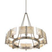 Golden Lighting Aenon 32in 8-Light Chandelier | Rustic Pewter and Amber Water Glass | Dining Room & Foyer | 32 x 32 x 30 in | Model 3164-8 PW-AWG