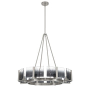 Golden Lighting Aenon 32in 8-Light Chandelier | Rustic Lodge Pewter and Smoky Water Glass | Dining Room & Foyer | Model 3164-8 PW-SWG