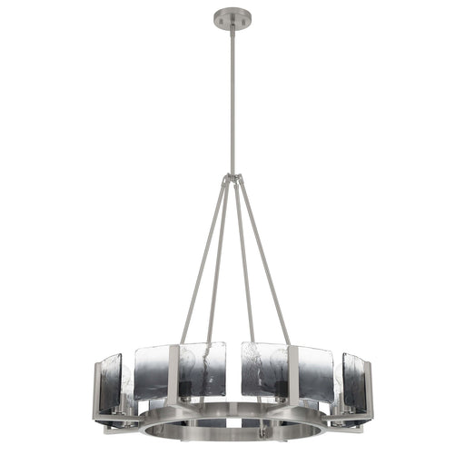 Golden Lighting Aenon 32in 8-Light Chandelier | Rustic Lodge Pewter and Smoky Water Glass | Dining Room & Foyer | Model 3164-8 PW-SWG