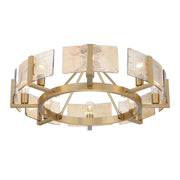 Golden Lighting Aenon 32in 8-Light Semi-Flush Mount | Rustic Brushed Champagne Brass and Amber Water Glass | Foyer & Dining | Model 3164-8SF BCB-AWG