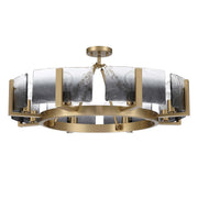 Golden Lighting Aenon 32in 8-Light Semi-Flush Mount | Rustic Brushed Champagne Brass and Smokey Water Glass | Foyer & Living | Model 3164-8SF BCB-SWG