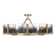 Golden Lighting Aenon 32in 8-Light Semi-Flush Mount | Rustic Brushed Champagne Brass and Smokey Water Glass | Foyer & Living | Model 3164-8SF BCB-SWG
