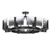 Golden Lighting Aenon 32in 8-Light Semi-Flush Mount | Rustic Matte Black and Smoky Water Glass | Entryway & Kitchen | Model 3164-8SF BLK-SWG