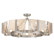 Golden Lighting Aenon 32in 8-Light Semi-Flush Mount | Rustic Pewter and Amber Water Glass | Dining Room & Foyer | Model 3164-8SF PW-AWG