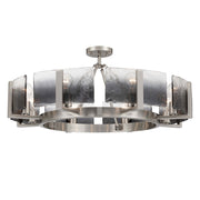 Golden Lighting Aenon 32in 8-Light Semi-Flush Mount | Rustic Lodge Pewter Steel and Smoky Water Glass | Dining Room & Foyer | Model 3164-8SF PW-SWG
